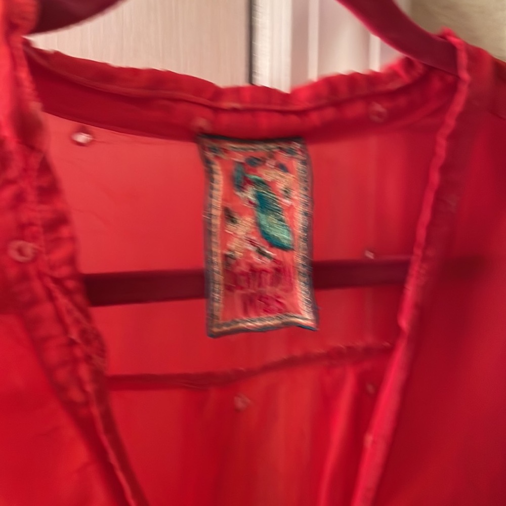 Johnny Was Coral Red Blouse SZ XL - Picture 11 of 12